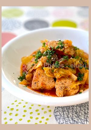 鶏ムネ肉とキャベツのトマト煮込み-レシピのメイン写真