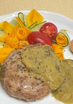 おもてなし主菜。かぼちゃサラダ肉料理ハンバーグ-レシピのメイン写真