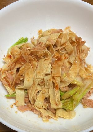 混ぜるだけ！豆腐皮とキムチのツナ和え-レシピのメイン写真