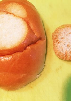 丸いパンを半分で食べる時☆グラつき防止-レシピのメイン写真