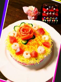手抜きで簡単!ちらし寿司のケーキ-レシピのメイン写真