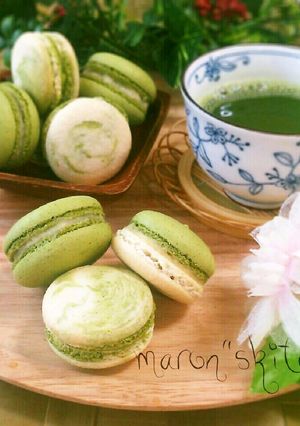 春色♡チーズクリームのお抹茶マカロン-レシピのメイン写真