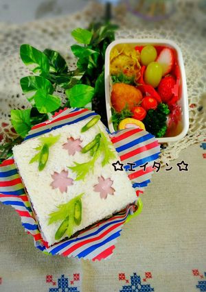 サンドイッチに桜模様の簡単デコ-レシピのメイン写真