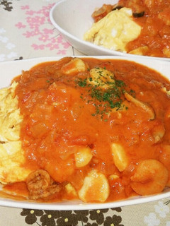 トマトクリームソースのオムライス-レシピのメイン写真