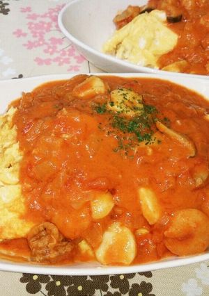 トマトクリームソースのオムライス-レシピのメイン写真