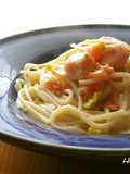 鮭とキャベツのトマトクリーム風パスタ
