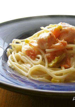 鮭とキャベツのトマトクリーム風パスタ-レシピのメイン写真