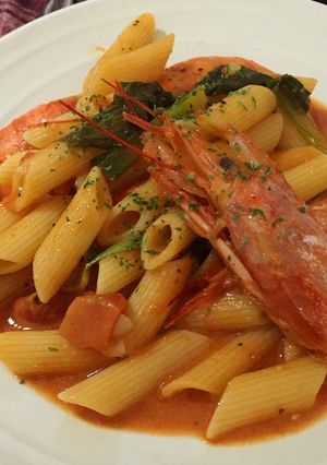 海老と小松菜のトマトクリームペンネ-レシピのメイン写真