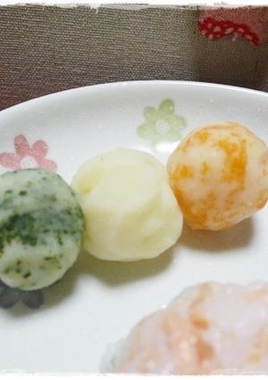 離乳食後期　じゃがいも3色団子-レシピのメイン写真