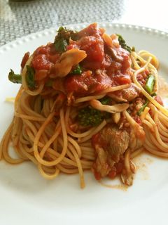 豚肉と菜の花のトマトソースパスタ-レシピのメイン写真