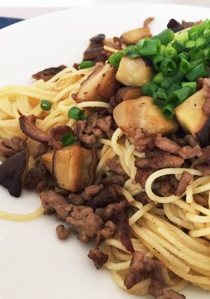 しいたけとひき肉のパスタ-レシピのメイン写真