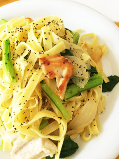 塩分控え目☆小松菜鶏胸肉のめんつゆパスタ-レシピのメイン写真