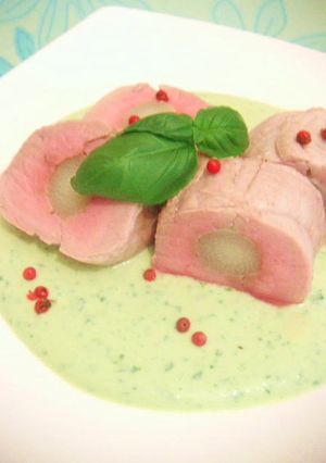 ヒレ肉と白アスパラのバジルクリームソース-レシピのメイン写真