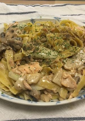 鮭ときのこのフィットチーネ-レシピのメイン写真