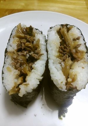 牛ごぼうのおにぎらず-レシピのメイン写真