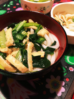 簡単すぎる☆小松菜と油揚げのうどん-レシピのメイン写真