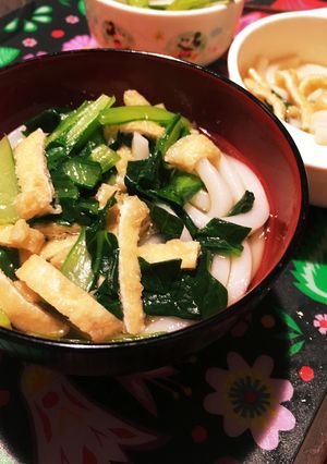 簡単すぎる☆小松菜と油揚げのうどん-レシピのメイン写真
