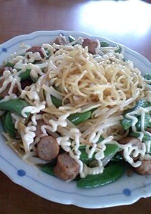 スナップえんどうのカレー風味塩焼きそば-レシピのメイン写真