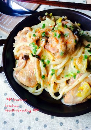 鶏肉と白菜の濃厚みそクリームうどん♡-レシピのメイン写真