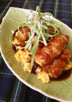 材料３つ！黒酢酢豚風☆ねぎの豚肉巻き-レシピのメイン写真