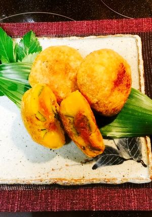 かぼちゃの豚みそ入り揚げ団子-レシピのメイン写真