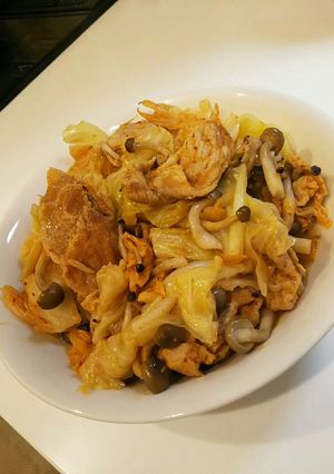 豚薄切り肉とキャベツのキムチ焼き蒸し煮-レシピのメイン写真