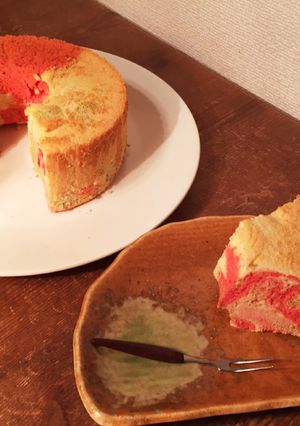ふわふわ♡春色マーブルシフォンケーキ-レシピのメイン写真