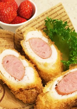 ウインナーのチキンロールカツ＊鶏胸肉巻-レシピのメイン写真