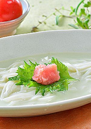 若草色の豆乳スープうどん☆タラコのせ-レシピのメイン写真