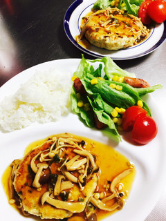和風豆腐ハンバーグの茸餡かけ-レシピのメイン写真