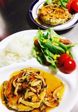 和風豆腐ハンバーグの茸餡かけ-レシピのメイン写真