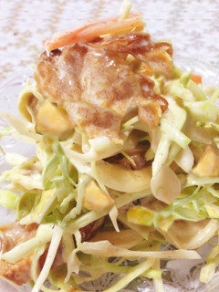照り焼きチキンゆで卵キャベツmixサラダ-レシピのメイン写真