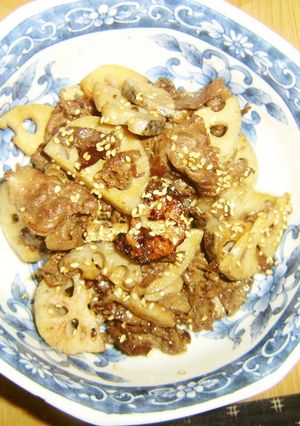 れんこんと牛肉の甘辛炒め-レシピのメイン写真