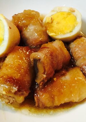 ヘルシー！こんにゃくの豚肉ロール角煮風-レシピのメイン写真