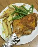 骨つき鳥もも肉のカレー風味グリル