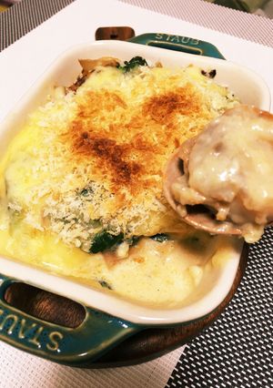 ホタテとほうれん草の豆乳味噌グラタン-レシピのメイン写真