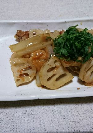 簡単‼蓮根と豚こまの甘酢炒め-レシピのメイン写真