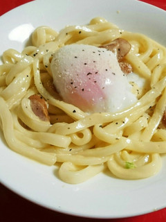 うどんで簡単和風カルボナーラ♡-レシピのメイン写真