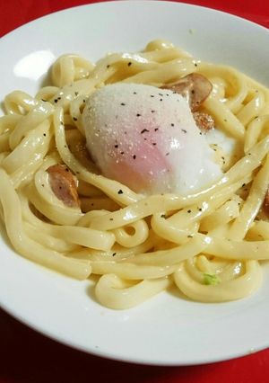 うどんで簡単和風カルボナーラ♡-レシピのメイン写真