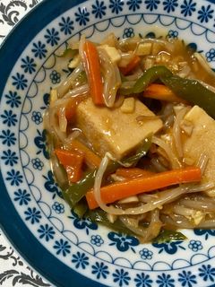 高野豆腐ともやしのプルコギ風炒め煮♬-レシピのメイン写真