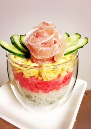 ひな祭りに♪グラスで三色寿司-レシピのメイン写真