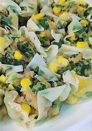 レンジで！ほうれん草とコーンのしゅうまい-レシピのメイン写真
