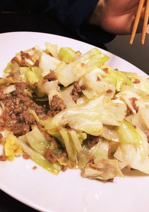 キャベツと挽肉の甘味噌あんかけ-レシピのメイン写真