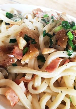 昨晩食べ残った焼き魚でペペロンうどん-レシピのメイン写真