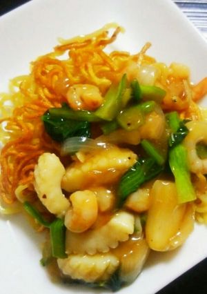 ラーメンでつくる☆海鮮あんかけ焼きそば-レシピのメイン写真