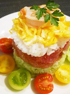 カラフルケーキ風 ちらし寿司-レシピのメイン写真