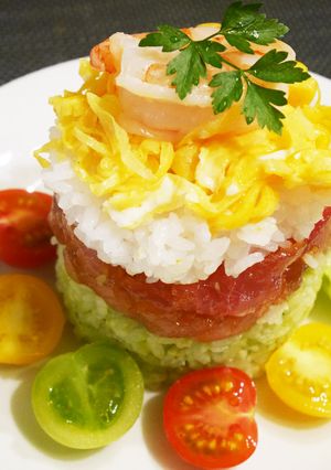 カラフルケーキ風 ちらし寿司-レシピのメイン写真