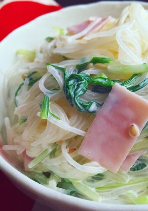 旨〜♡白だしマヨで絶品！水菜春雨サラダ☆-レシピのメイン写真
