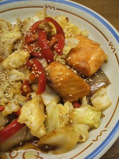 サーモンとキャベツの照り焼き風-レシピのメイン写真