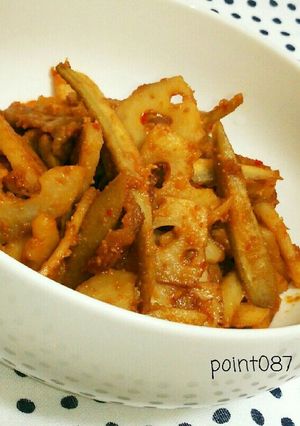 カリカリ豚バラと根菜のピリ辛味噌炒め-レシピのメイン写真